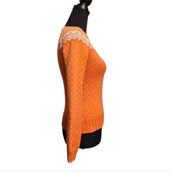 American Eagle Outfitters Orange & White 100% Cotton Knit Sweater Size XS - Picture 2 of 6